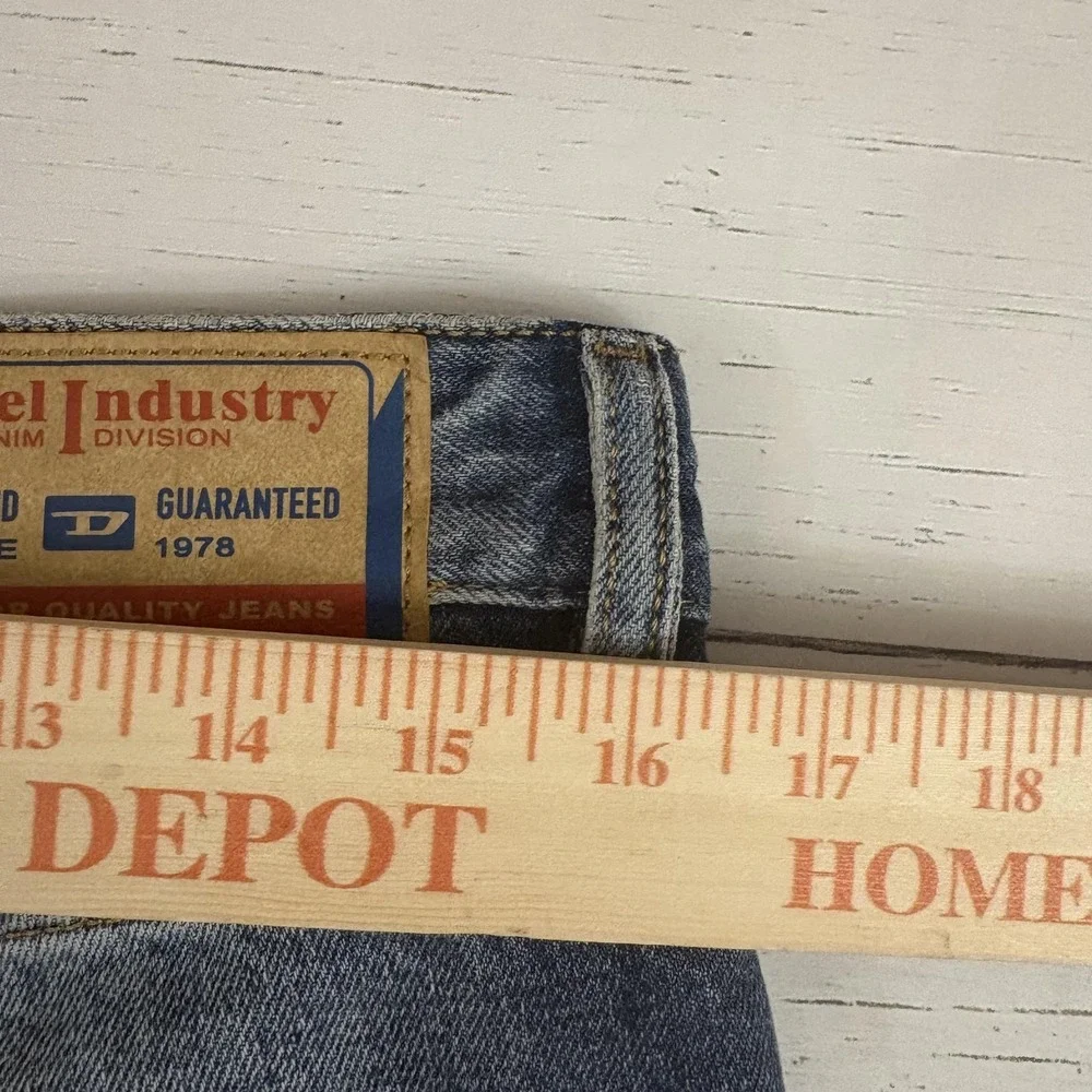 Diesel D-Rise-Zip-S Flare Jeans Mens 29x31 Blue Denim Neon Yellow Side Zips